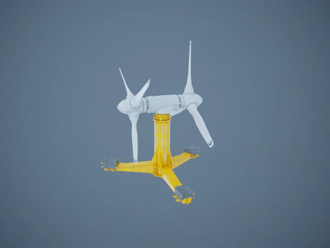 Doppia turbina per l'energia delle maree Modello 3D