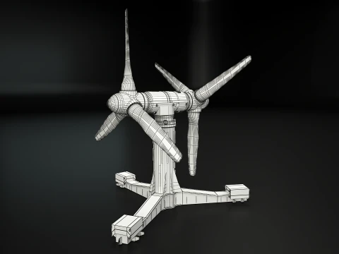 Doppia turbina per l'energia delle maree Modello 3D