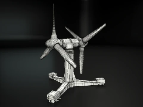 Doppia turbina per l'energia delle maree Modello 3D