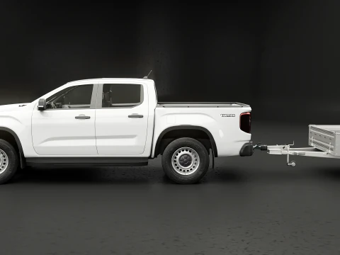 VW Amarok II e rimorchio per auto da giardino Modello 3D