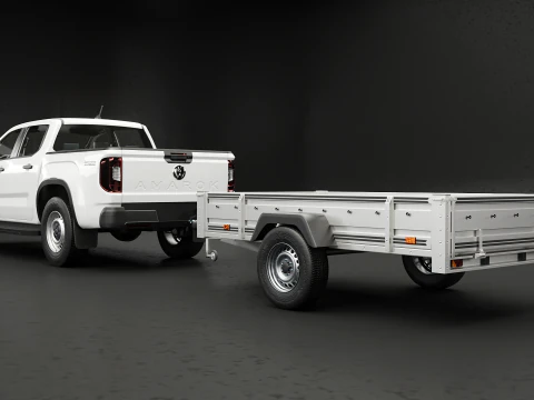 VW Amarok II e rimorchio per auto da giardino Modello 3D