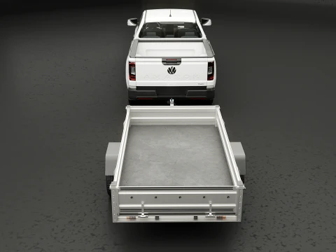 VW Amarok II e rimorchio per auto da giardino Modello 3D
