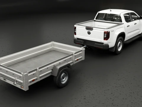 VW Amarok II e rimorchio per auto da giardino Modello 3D