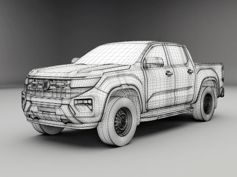 VW Amarok II e rimorchio per auto da giardino Modello 3D