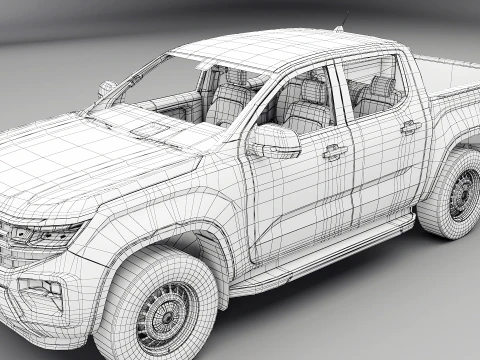 VW Amarok II e rimorchio per auto da giardino Modello 3D