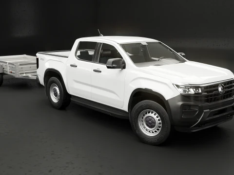 VW Amarok II e rimorchio per auto da giardino Modello 3D