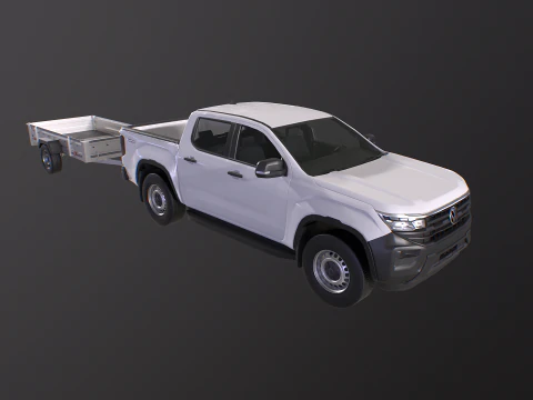VW Amarok II e rimorchio per auto da giardino Modello 3D