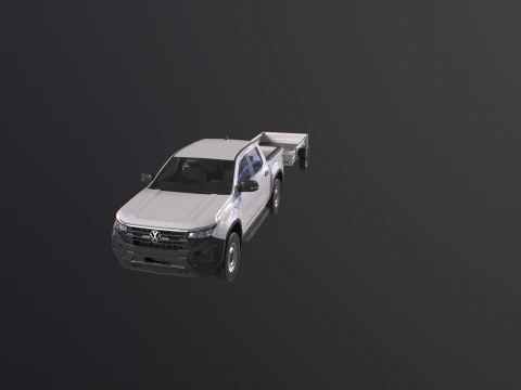 VW Amarok II e rimorchio per auto da giardino Modello 3D