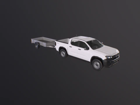 VW Amarok II e rimorchio per auto da giardino Modello 3D