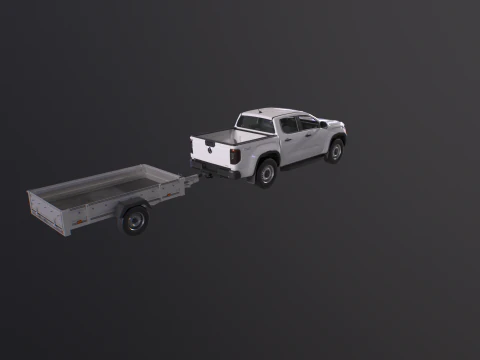 VW Amarok II e rimorchio per auto da giardino Modello 3D