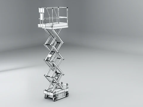 Piattaforma elevatrice elettrica a forbice per magazzino Modello 3D