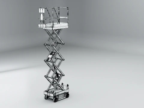 Piattaforma elevatrice elettrica a forbice per magazzino Modello 3D