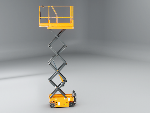 倉庫用電動シザープラットフォームリフト使用 3Dモデル