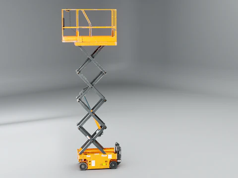 Piattaforma elevatrice elettrica a forbice da magazzino usata Modello 3D