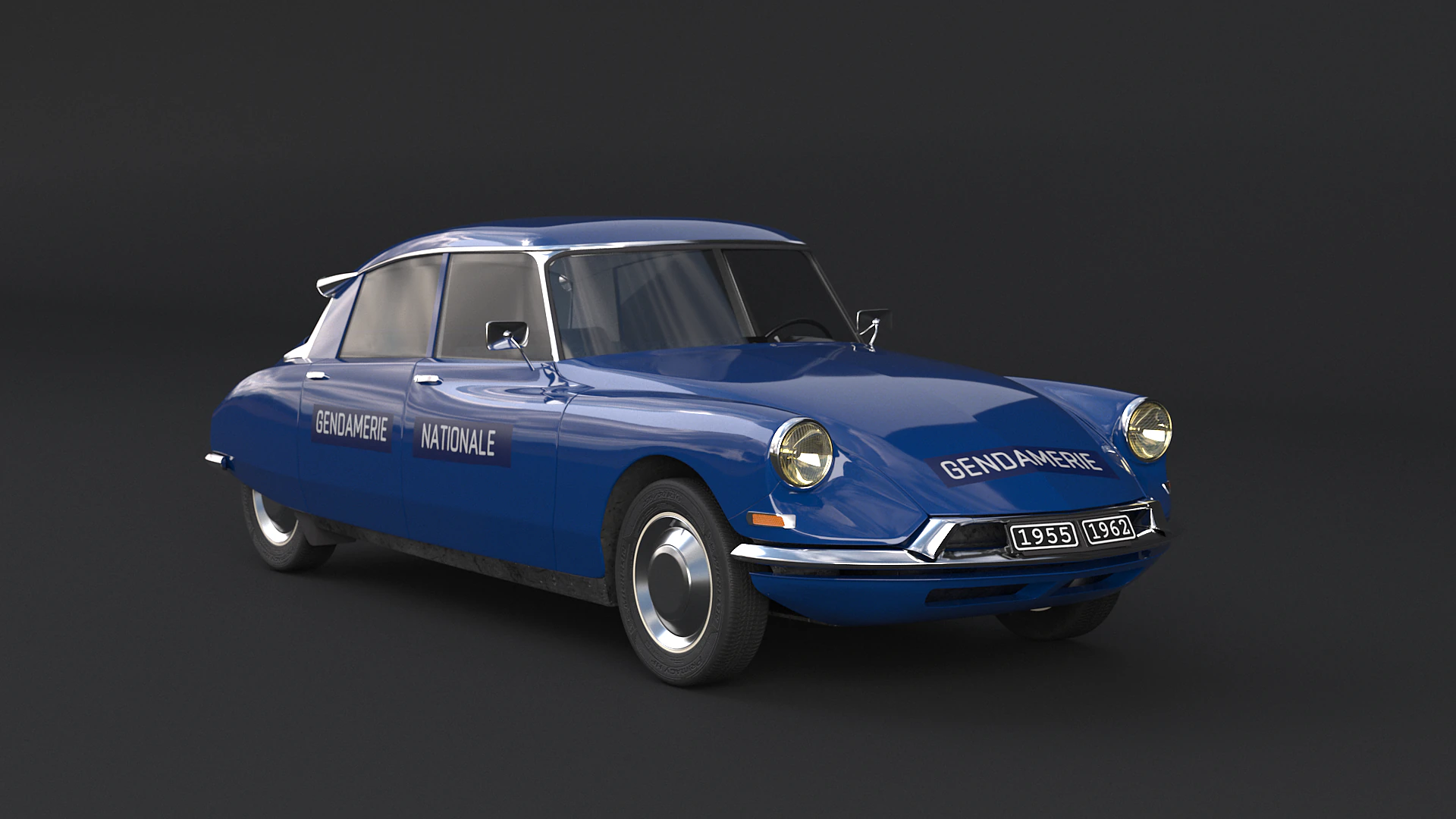 Citroen DS Gendamerie Nationale 3D Model .c4d .max .obj .3ds .fbx .stl .blend 