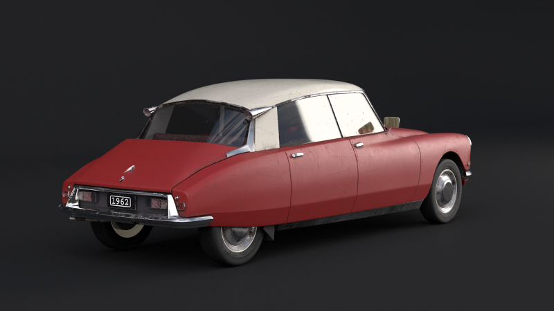 Rusted Citroen DS 19 3D Model .c4d .max .obj .3ds .fbx .stl .blend