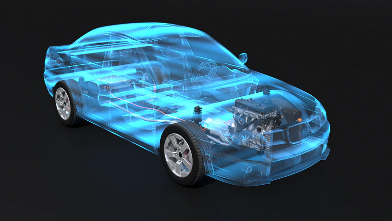 Raggi X del telaio a trazione posteriore leggermente ibrido MHEV Modello 3D .c4d .max .obj .3ds .fbx .stl .blend 
