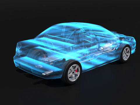 Raggi X del telaio a trazione posteriore leggermente ibrido MHEV Modello 3D