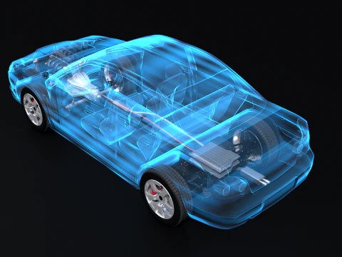 Raggi X del telaio a trazione posteriore leggermente ibrido MHEV Modello 3D