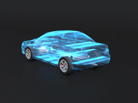 Raggi X del telaio a trazione posteriore leggermente ibrido MHEV Modello 3D