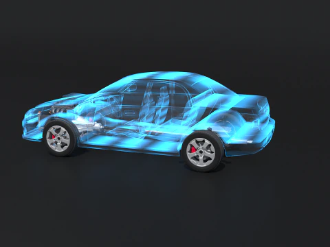 Raggi X del telaio a trazione posteriore leggermente ibrido MHEV Modello 3D