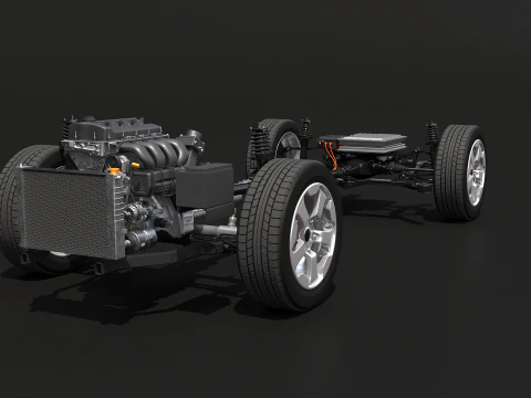 Raggi X del telaio a trazione posteriore leggermente ibrido MHEV Modello 3D
