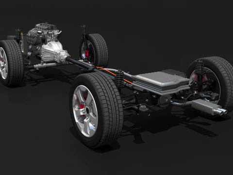 Raggi X del telaio a trazione posteriore leggermente ibrido MHEV Modello 3D