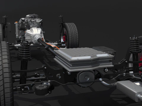 Raggi X del telaio a trazione posteriore leggermente ibrido MHEV Modello 3D