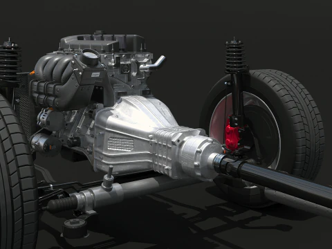 Raggi X del telaio a trazione posteriore leggermente ibrido MHEV Modello 3D