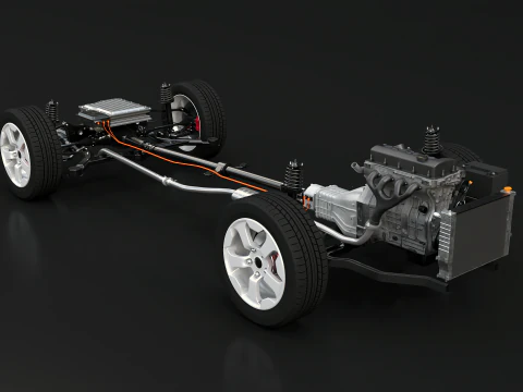 Raggi X del telaio a trazione posteriore leggermente ibrido MHEV Modello 3D