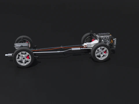 Raggi X del telaio a trazione posteriore leggermente ibrido MHEV Modello 3D