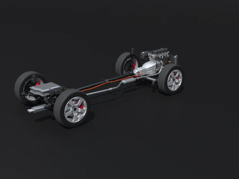 Raggi X del telaio a trazione posteriore leggermente ibrido MHEV Modello 3D