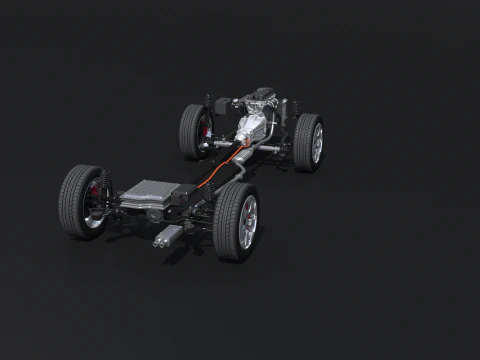 Raggi X del telaio a trazione posteriore leggermente ibrido MHEV Modello 3D