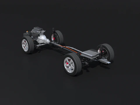 Raggi X del telaio a trazione posteriore leggermente ibrido MHEV Modello 3D