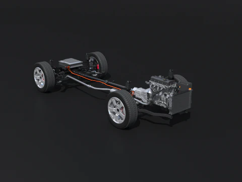 Raggi X del telaio a trazione posteriore leggermente ibrido MHEV Modello 3D