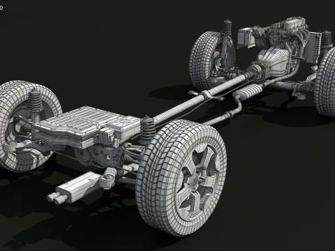 Raggi X del telaio a trazione posteriore leggermente ibrido MHEV Modello 3D