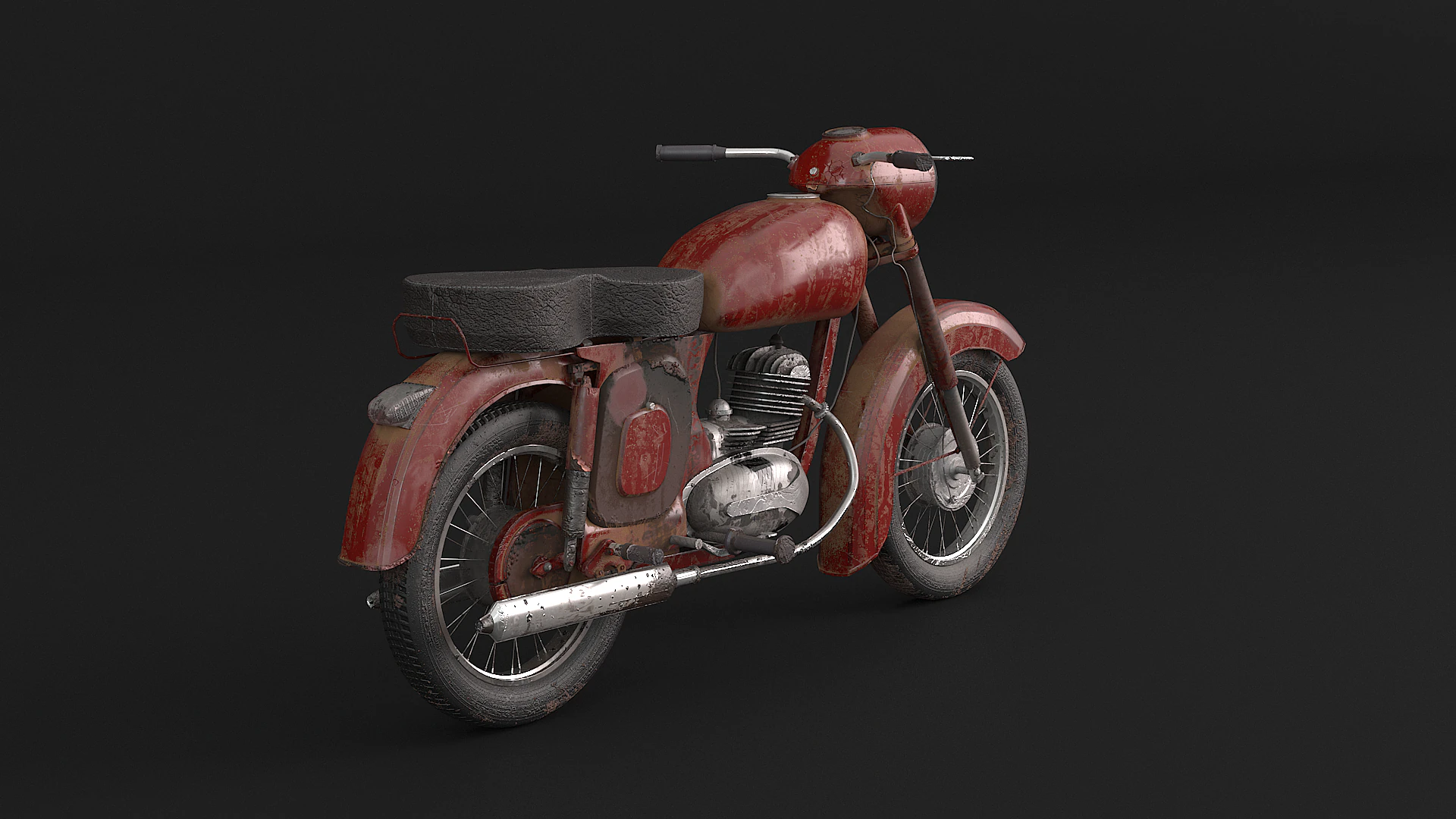 Classic Motorcycle 3D Model .c4d .max .obj .3ds .fbx .stl .blend 