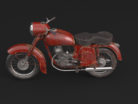 Klassisches Motorrad 3D Modell