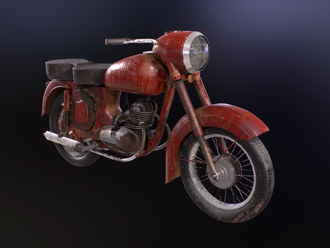 Klassisches Motorrad 3D Modell