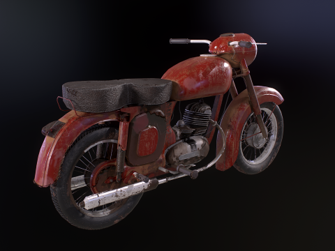Klassisches Motorrad 3D Modell