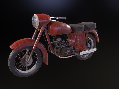 Klassisches Motorrad 3D Modell