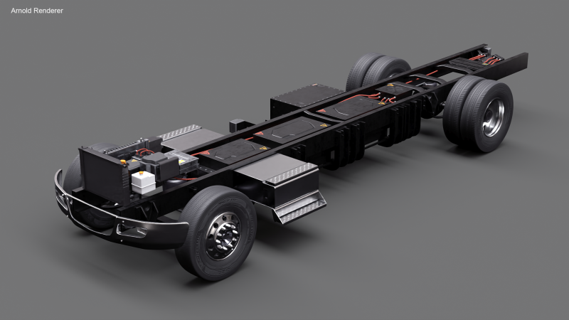 Full Electric Truck Chassis 3D Model .c4d .max .obj .3ds .fbx .stl .blend