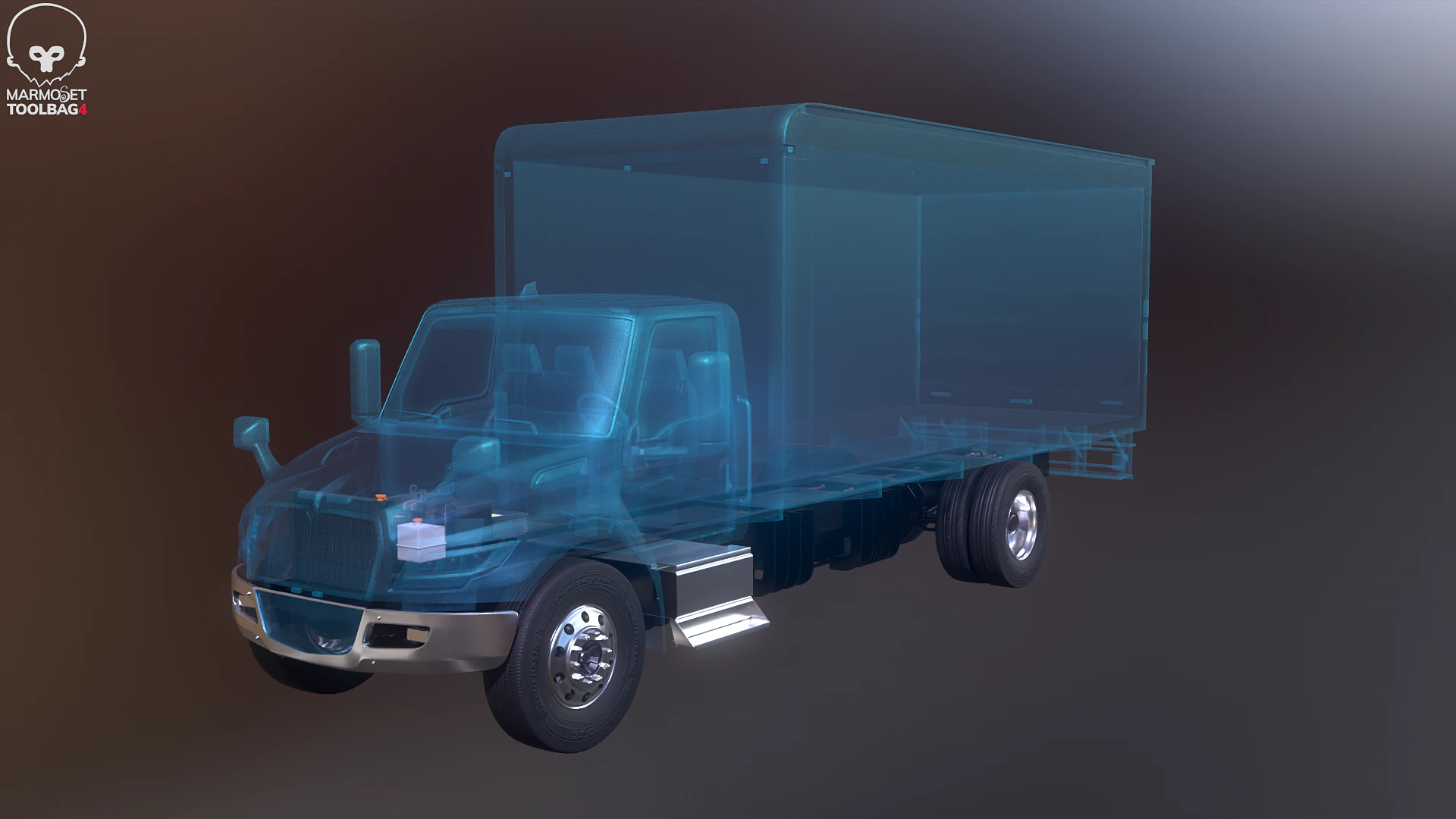 Raggi X del telaio del camion completamente elettrico Modello 3D .c4d .max .obj .3ds .fbx .stl .blend