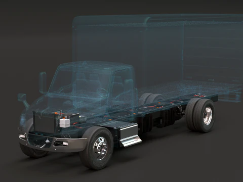 Raggi X del telaio del camion completamente elettrico Modello 3D