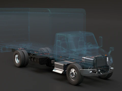 Raggi X del telaio del camion completamente elettrico Modello 3D