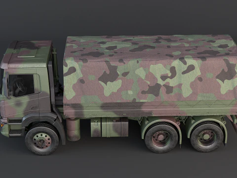 Camion mimetico militare 6x4 generico Modello 3D
