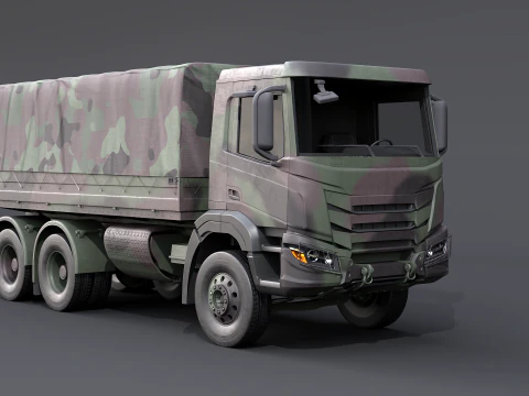Camion mimetico militare 6x4 generico Modello 3D