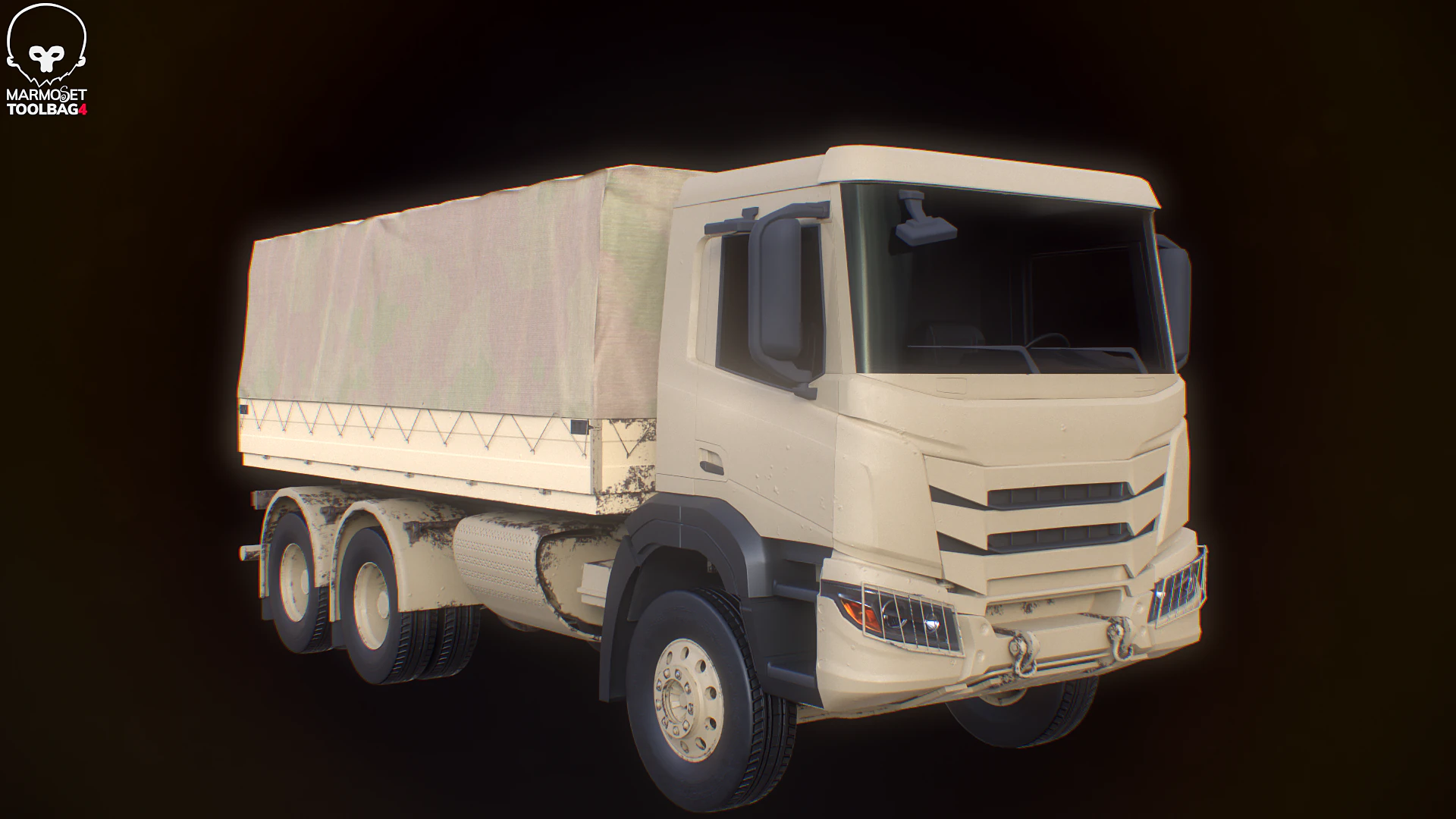 Caminh&atilde;o camuflado militar 6x4 gen&eacute;rico Modelo 3D .c4d .max .obj .3ds .fbx .stl .blend 