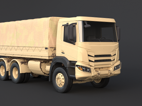 जेनेरिक 6x4 मिलिट्री कैमो ट्रक 3D मॉडल