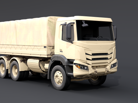 जेनेरिक 6x4 मिलिट्री कैमो ट्रक 3D मॉडल